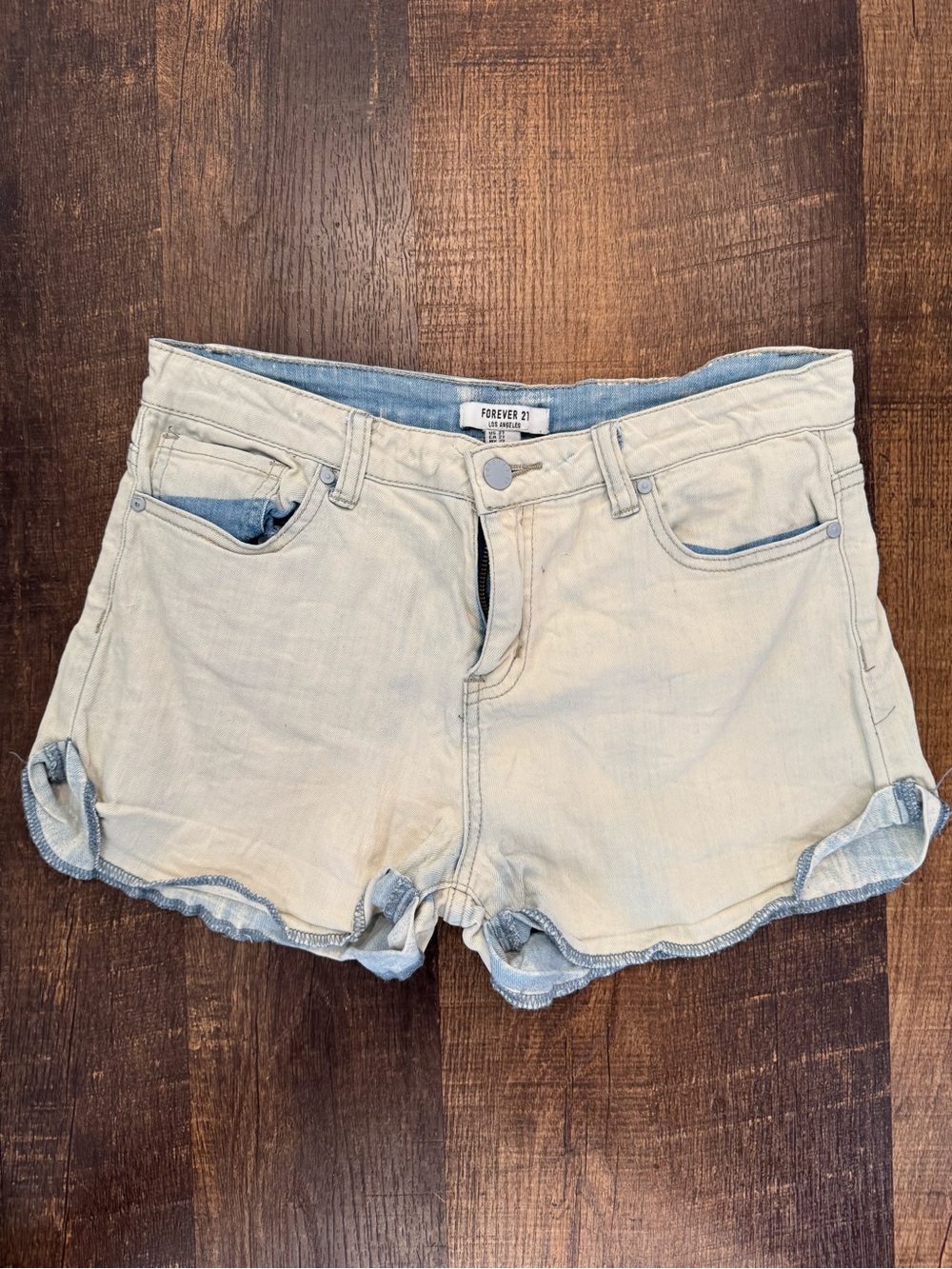 Forever21 white wash denim cuffed shorts